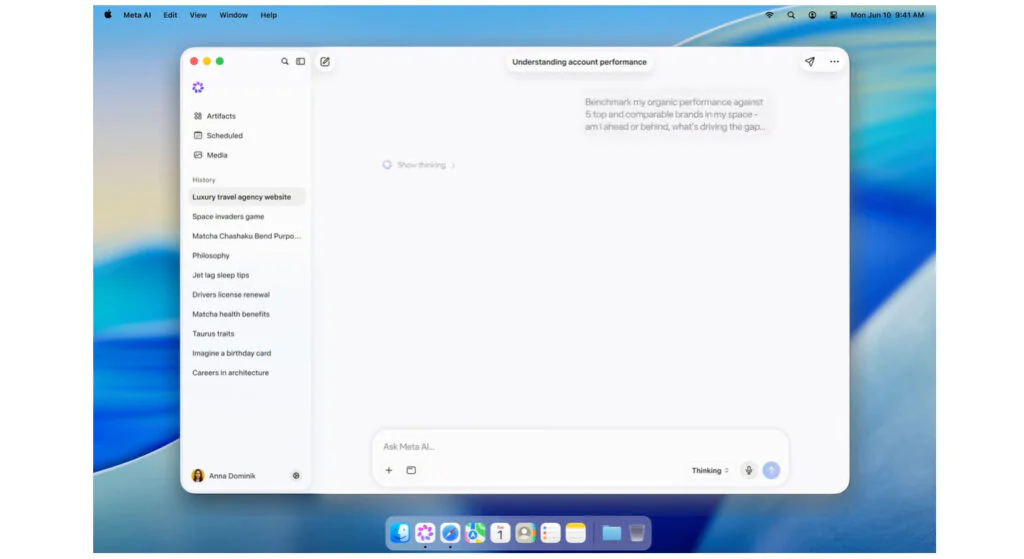 Meta Launches Beta AI Desktop App for Mac With Screen-Aware Features 2 Meta AI on macOS
