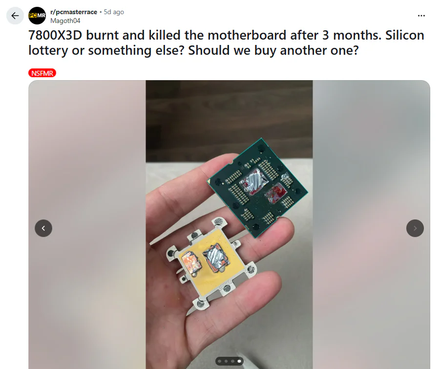 Ryzen 7 7800X3D Reportedly Burns Out After Just Three Months 2 Post by Magoth04