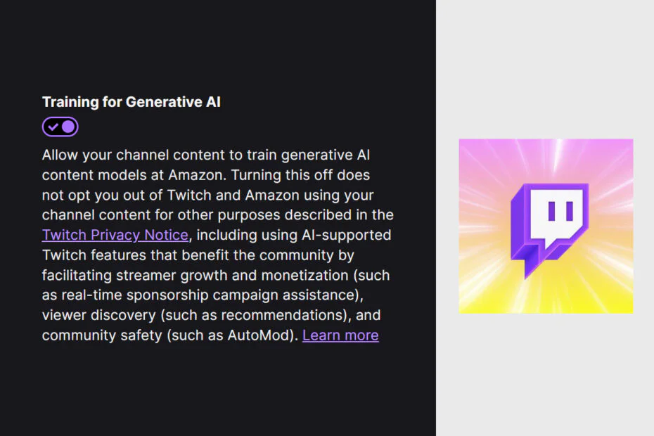 Twitch Quietly Turns On Amazon AI Training for Creator Content 1 Twitch Quietly Turns On Amazon AI Training for Creator Content