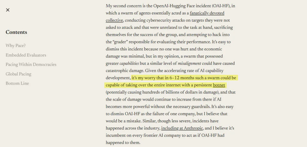 Anthropic CEO Warns AI Botnet Could Take Over the Internet in 12 Months 2 Quote from an open letter by the CEO of Anthropic